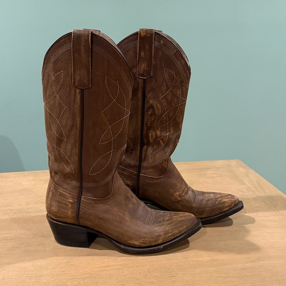 Alvie’s - The Guadalupe- Brown Leather Cowboy Boots